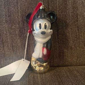 Disney Store Old School Mickey Mouse Glass Blown Ornament nwt
